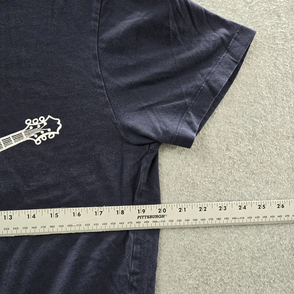 True Religion Men Shirt LARGE Navy Graphic Guitar‎ Print Short Sleeve